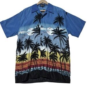 FERUGINI Mens Hawaiian Shirt M Short Sleeve Camp Beach Tropical Aloha Summer NWT